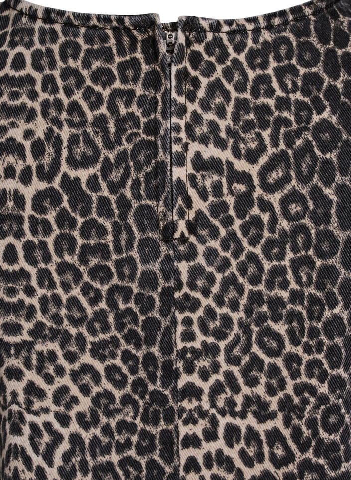 Leopardmönstrad denimtopp utan ärmar, Brun, Packshot image number 3
