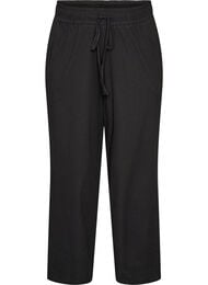 Ribbade pyjamasbyxor med raka ben, Svart
