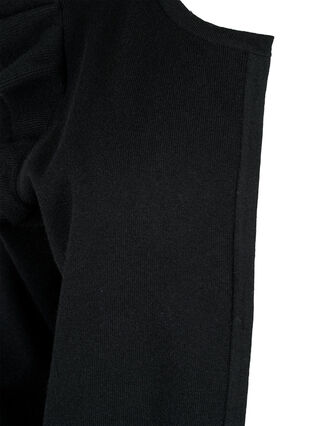 Stickad kofta med volanger och fickor, Black, Packshot image number 2