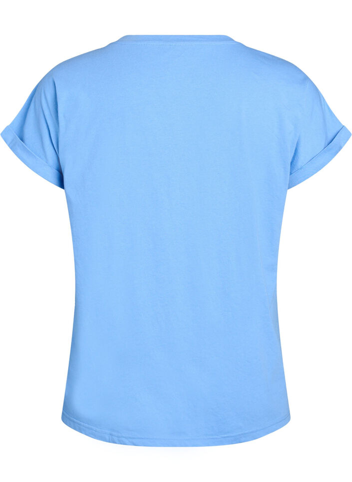 Kort&auml;rmad t-shirt i bomullsmix, Bl&aring;, Packshot image number 1
