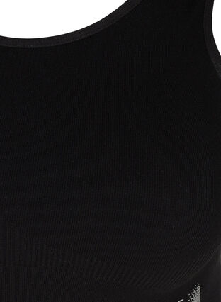 Ribbad sport-bh med korsad rygg, Black, Packshot image number 2