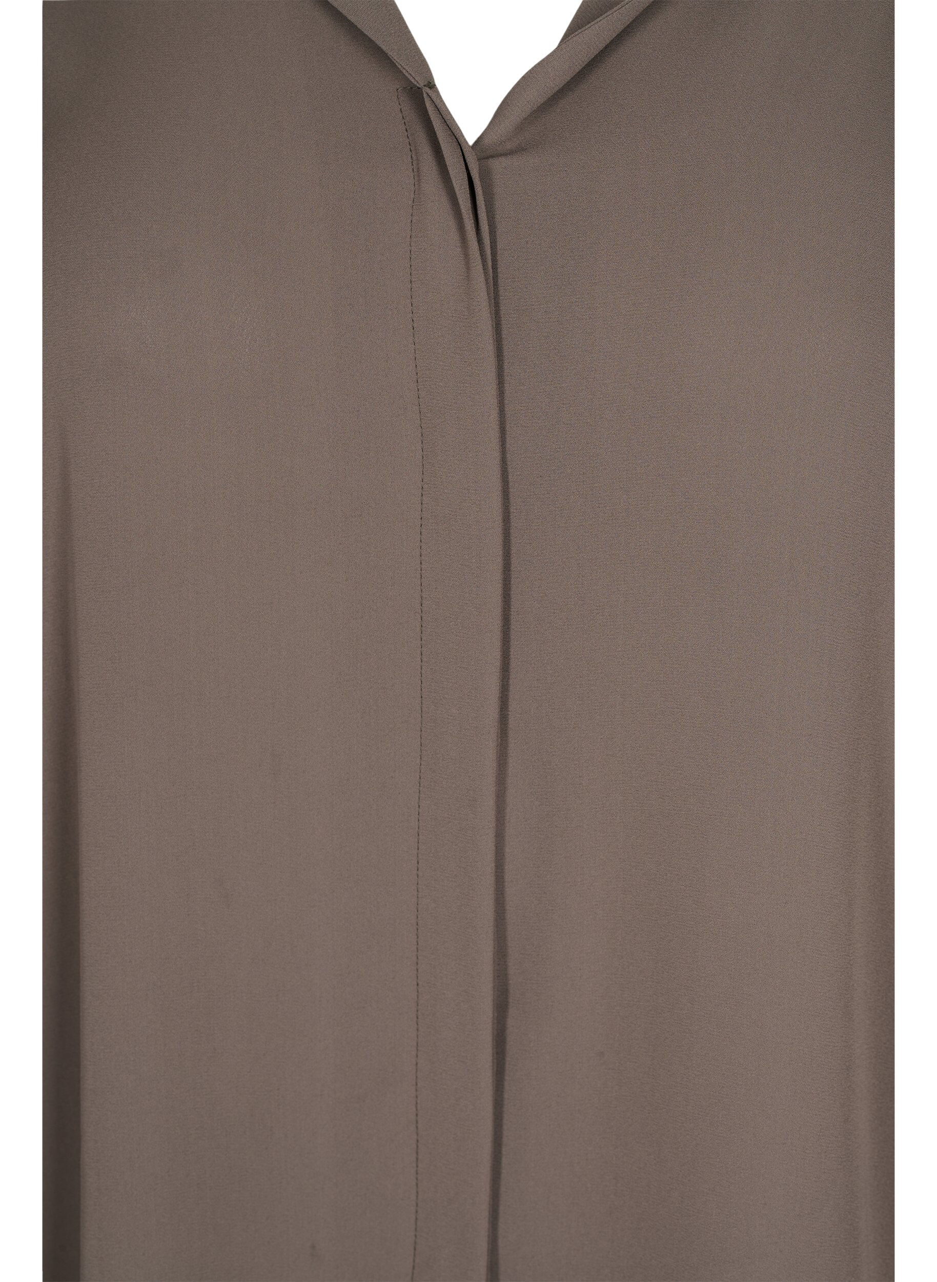 Zizzi Enf&auml;rgad skjorta med V-ringning, Falcon, Packshot image number 2