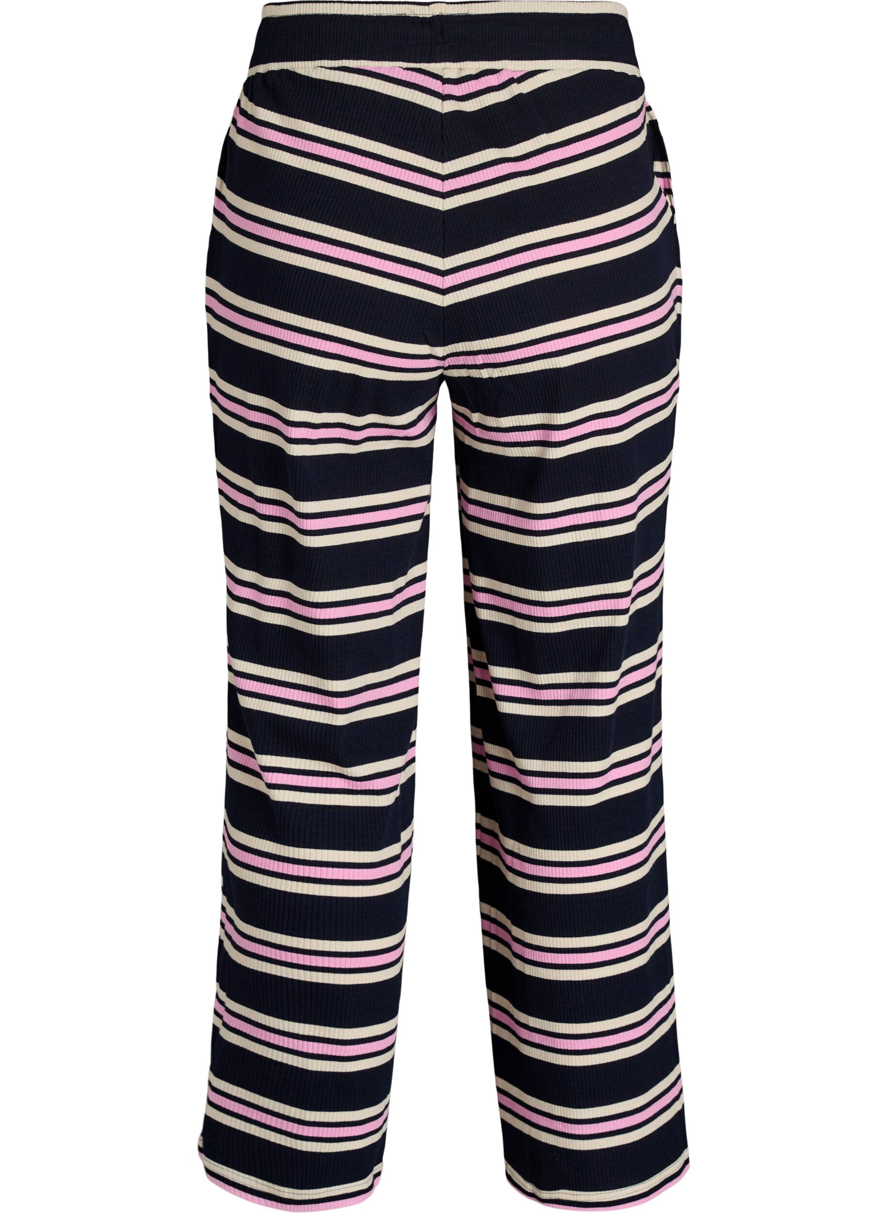 ZizziRandiga pyjamasbyxor med vida ben, Bl&aring;, Packshot image number 1