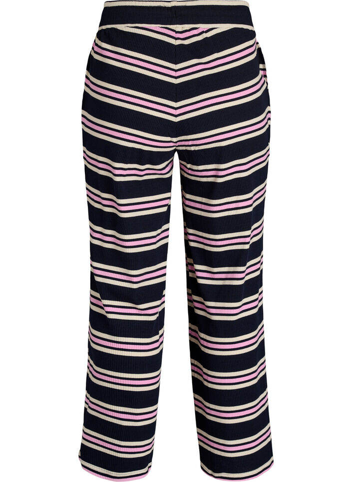 Randiga pyjamasbyxor med vida ben, Bl&aring;, Packshot image number 1