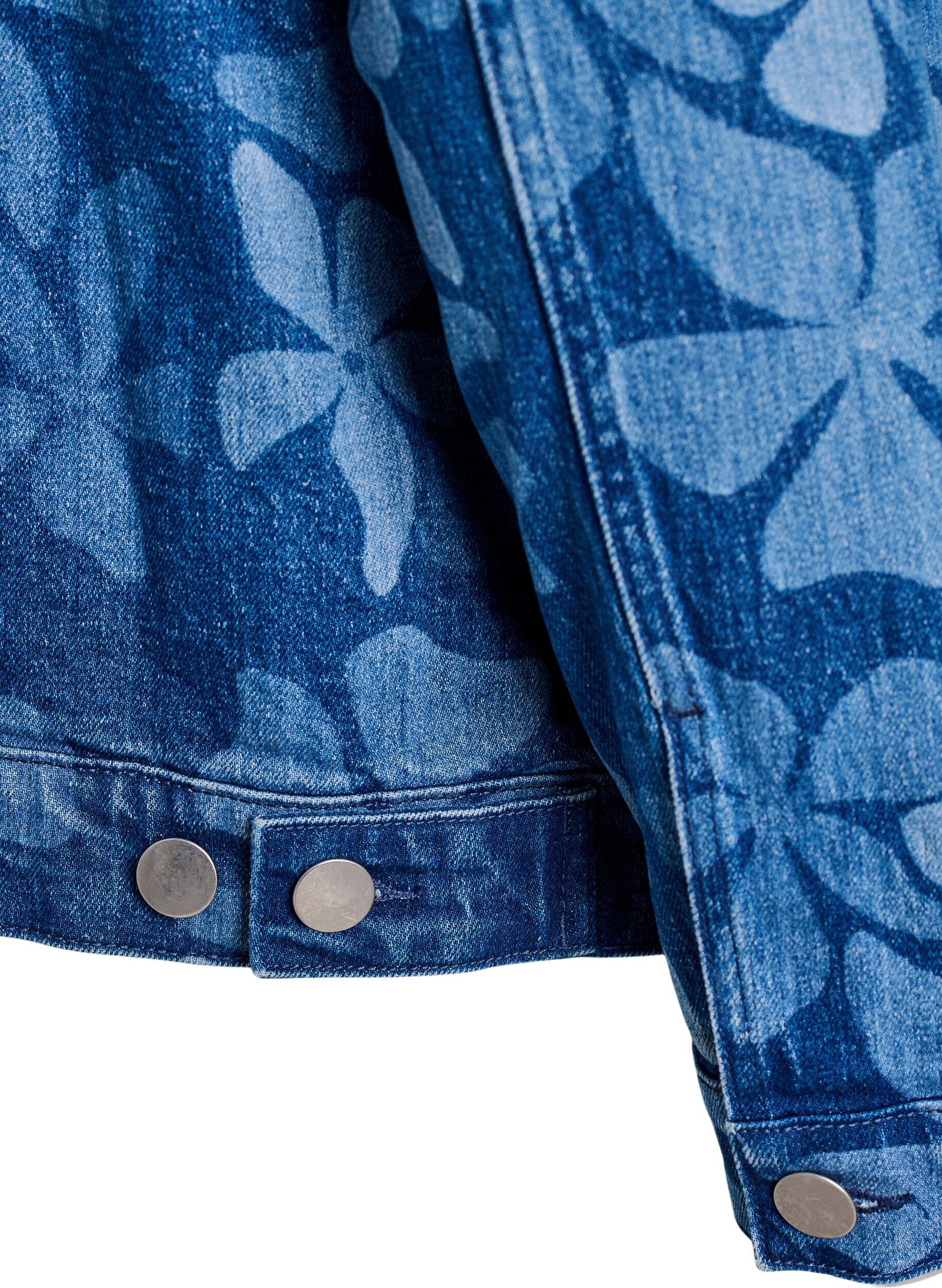 Zizzi Jeansjacka med blommigt m&ouml;nster, Bl&aring;, Packshot image number 4