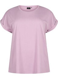 Kort&auml;rmad t-shirt i bomullsmix, Lila