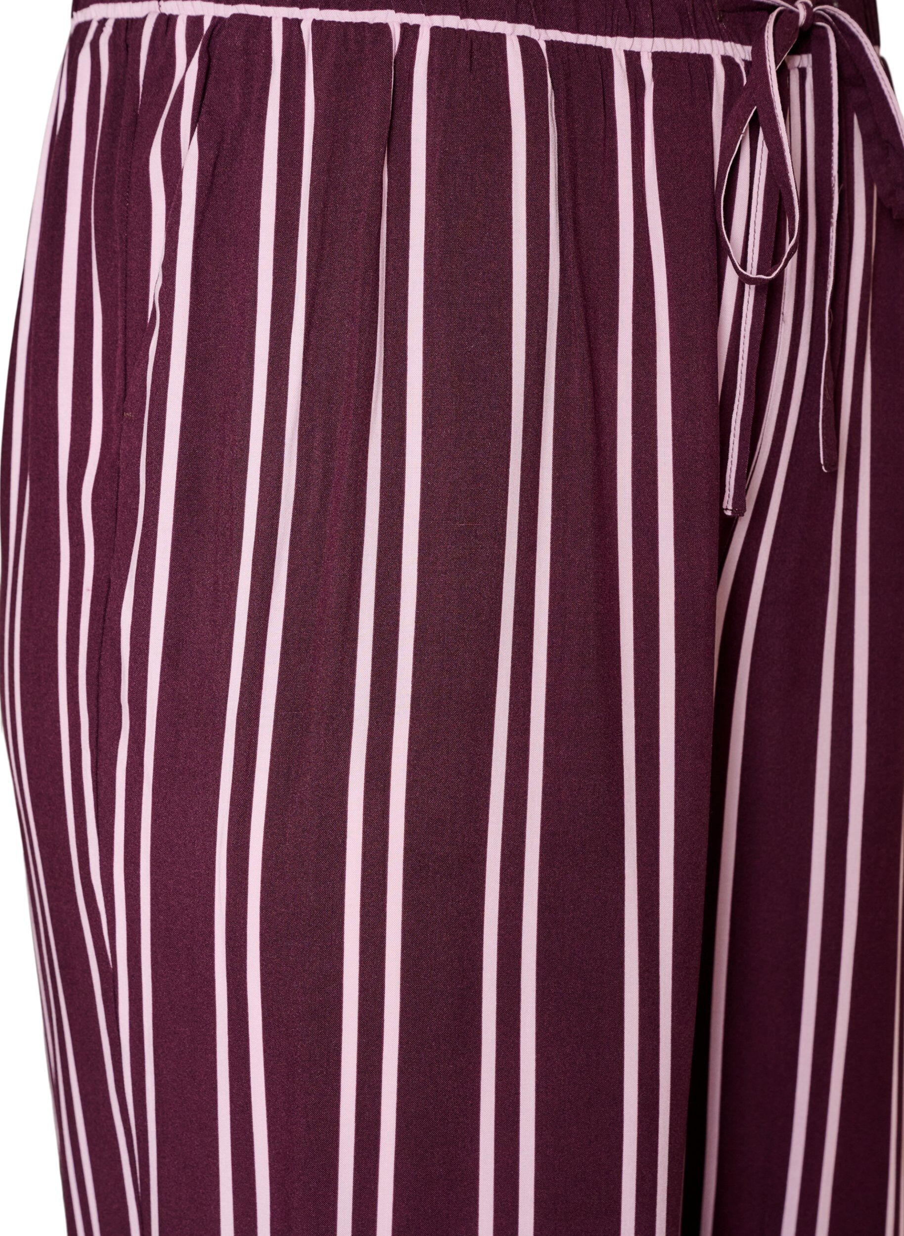ZizziL&ouml;sa pyjamasbyxor med r&auml;nder, M&ouml;rk Bordeaux, Packshot image number 2