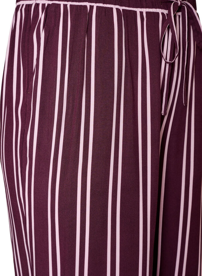 L&ouml;sa pyjamasbyxor med r&auml;nder, M&ouml;rk Bordeaux, Packshot image number 2