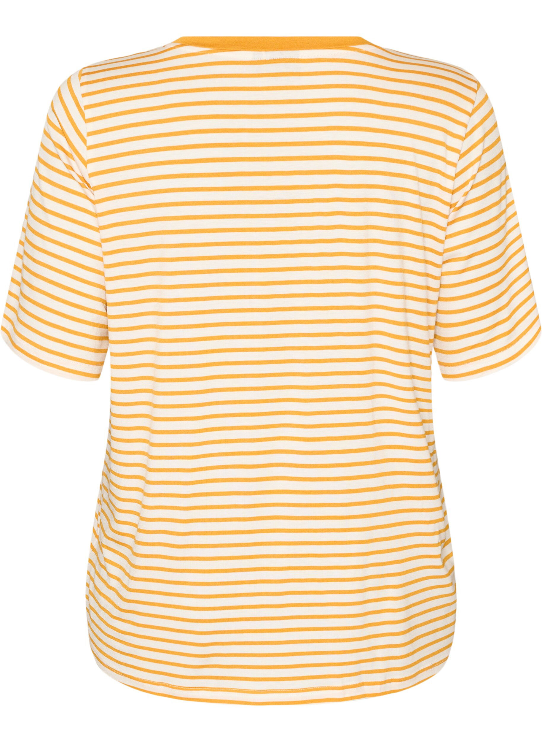ZizziT-shirt i TENCEL&trade; Lyocell med r&auml;nder, Gul, Packshot image number 1