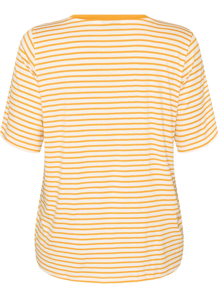 T-shirt i TENCEL&trade; Lyocell med r&auml;nder, Gul, Packshot image number 1