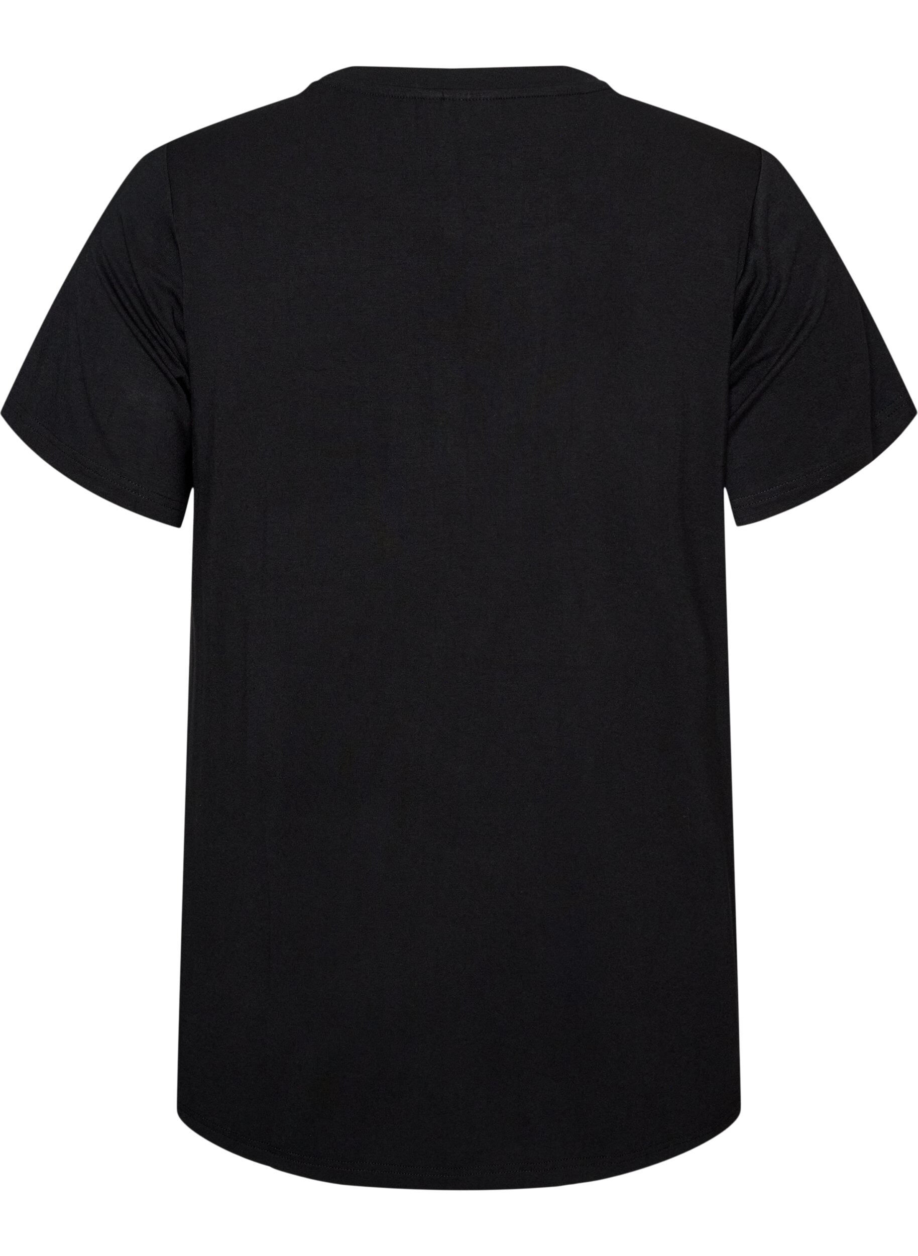 ZizziT-shirt i viskos med strass, Svart, Packshot image number 1