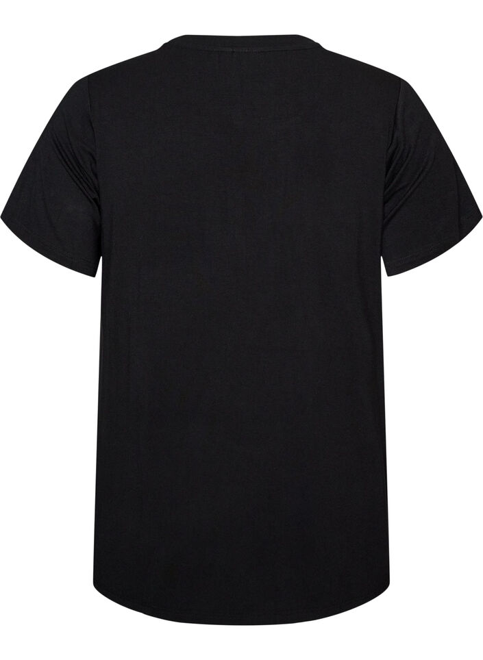 T-shirt i viskos med strass, Svart, Packshot image number 1
