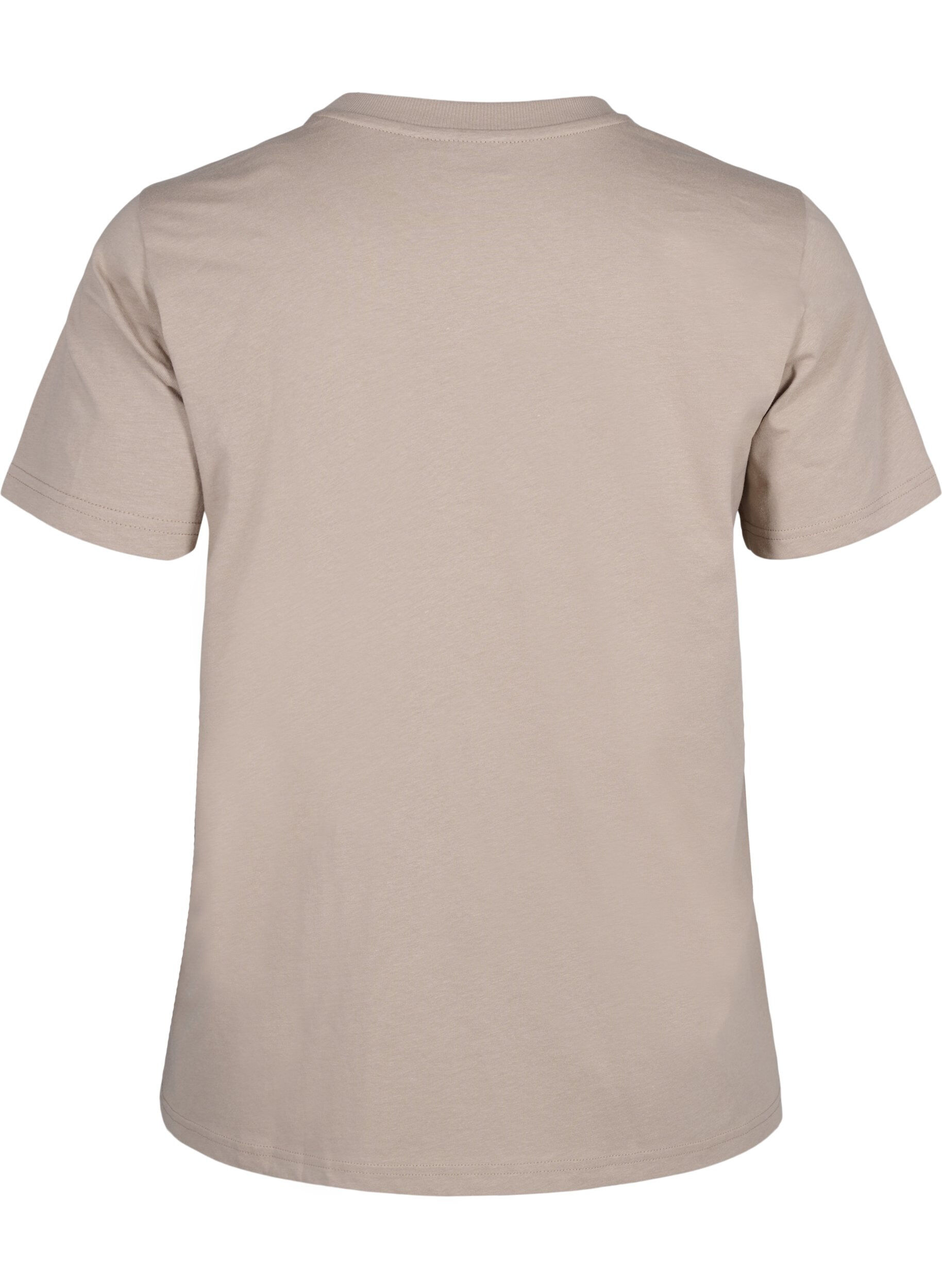Zizzi Enkel t-shirt i bomull med rund halsringning, Beige, Packshot image number 1