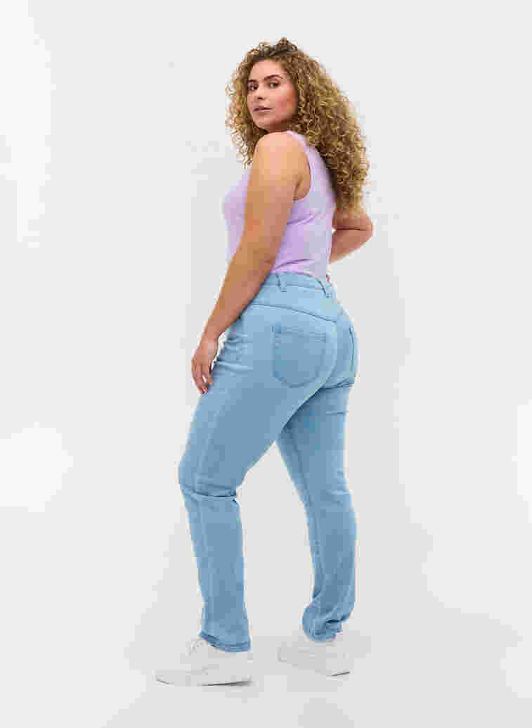 Slim fit Emily jeans med normalhög midja, Ex Lt Blue, Model image number 1