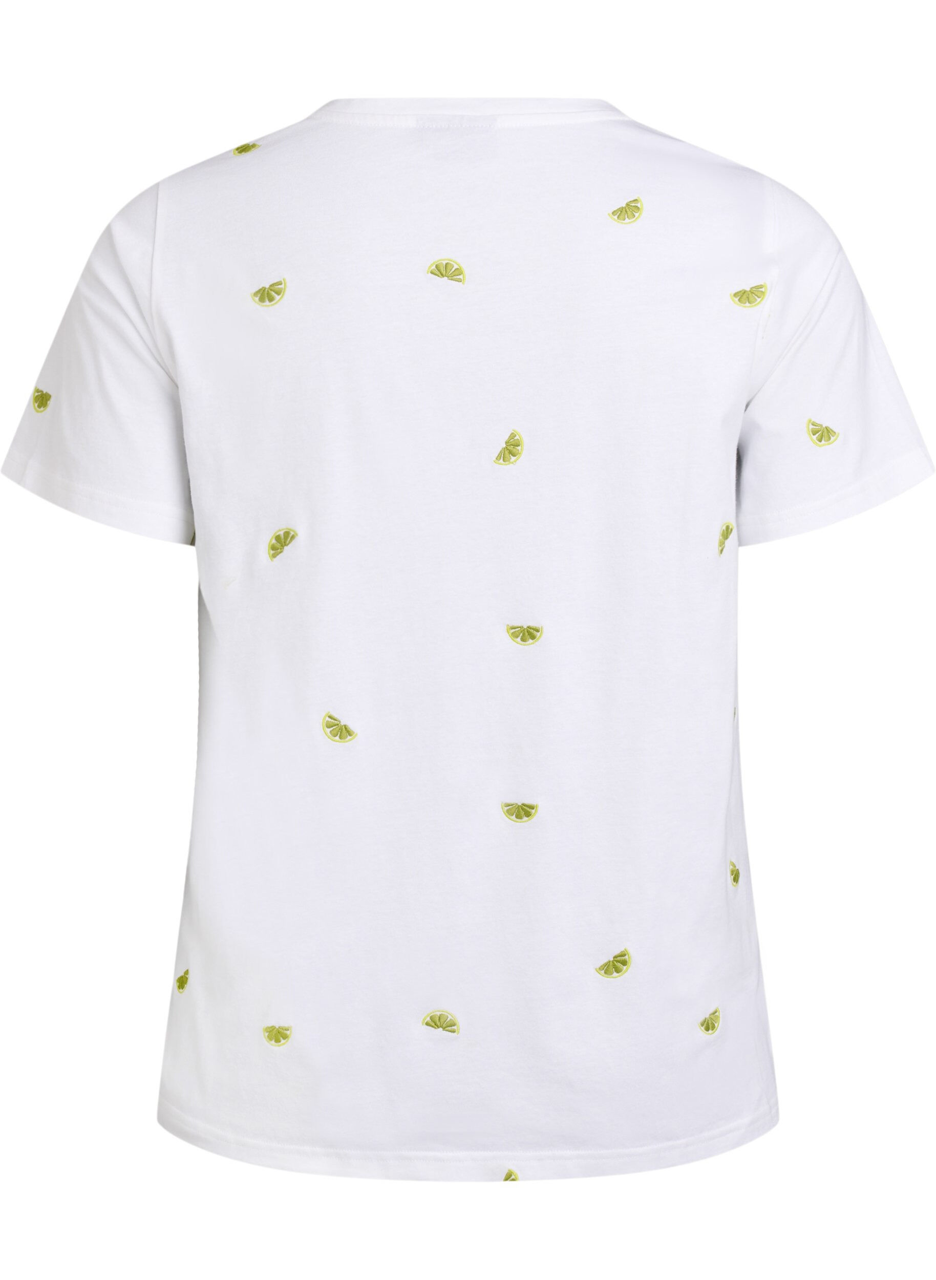 Zizzi T-shirt i ekologisk bomull med broderade motiv, Vit, Packshot image number 1