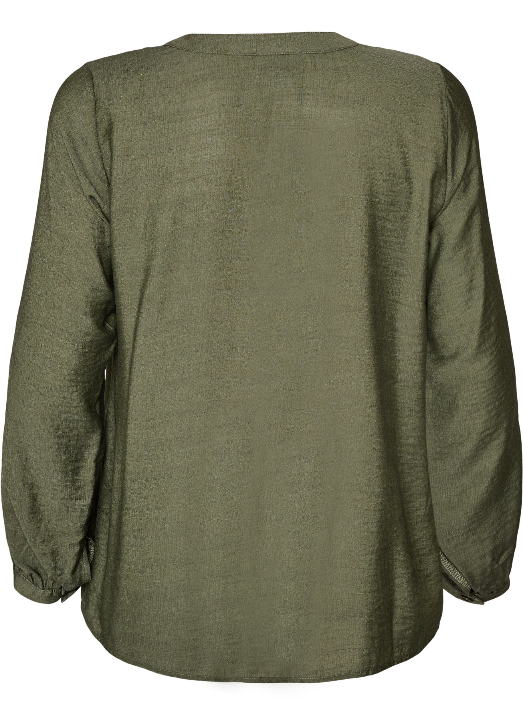 ZizziSkjorta i viskos med broderade &auml;rmar, Gr&ouml;n, Packshot image number 1