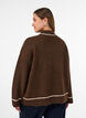 Stickad tr&ouml;ja med polokrage och kontrastr&auml;nder, Brun, Model image number 2