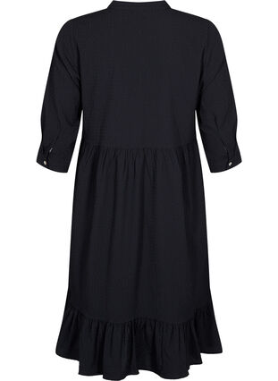 Enfärgad midiklänning med 3/4-ärmar, Black, Packshot image number 1