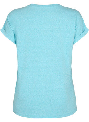 Melerad t-shirt med korta ärmar, Blue Atoll Mél, Packshot image number 1