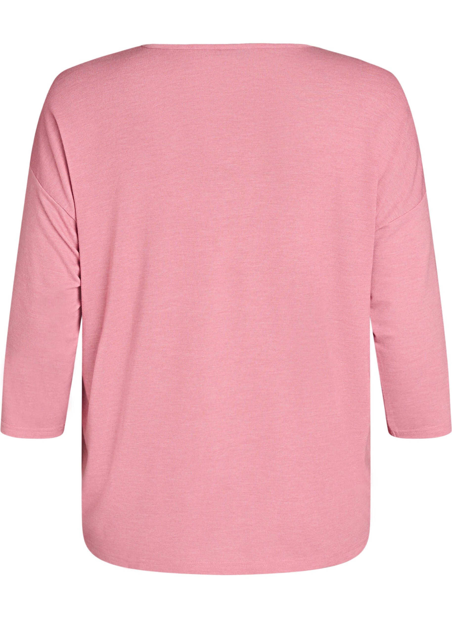 Zizzi Jerseyblus med 3/4-&auml;rm, Rosa, Packshot image number 1