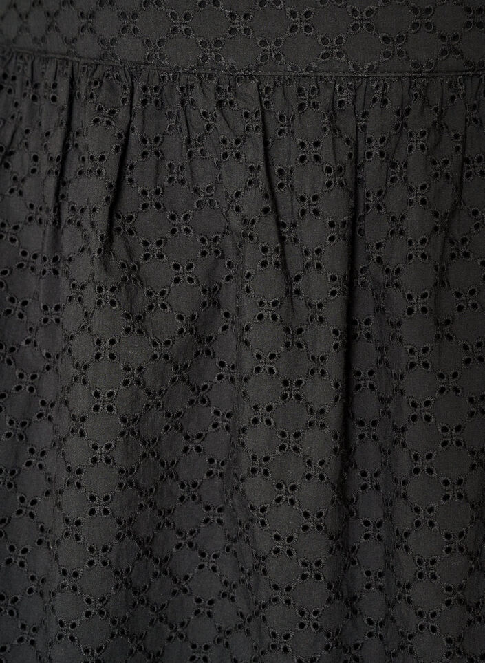Kort kjol med broderie anglaise och res&aring;r i midjan, Svart, Packshot image number 2