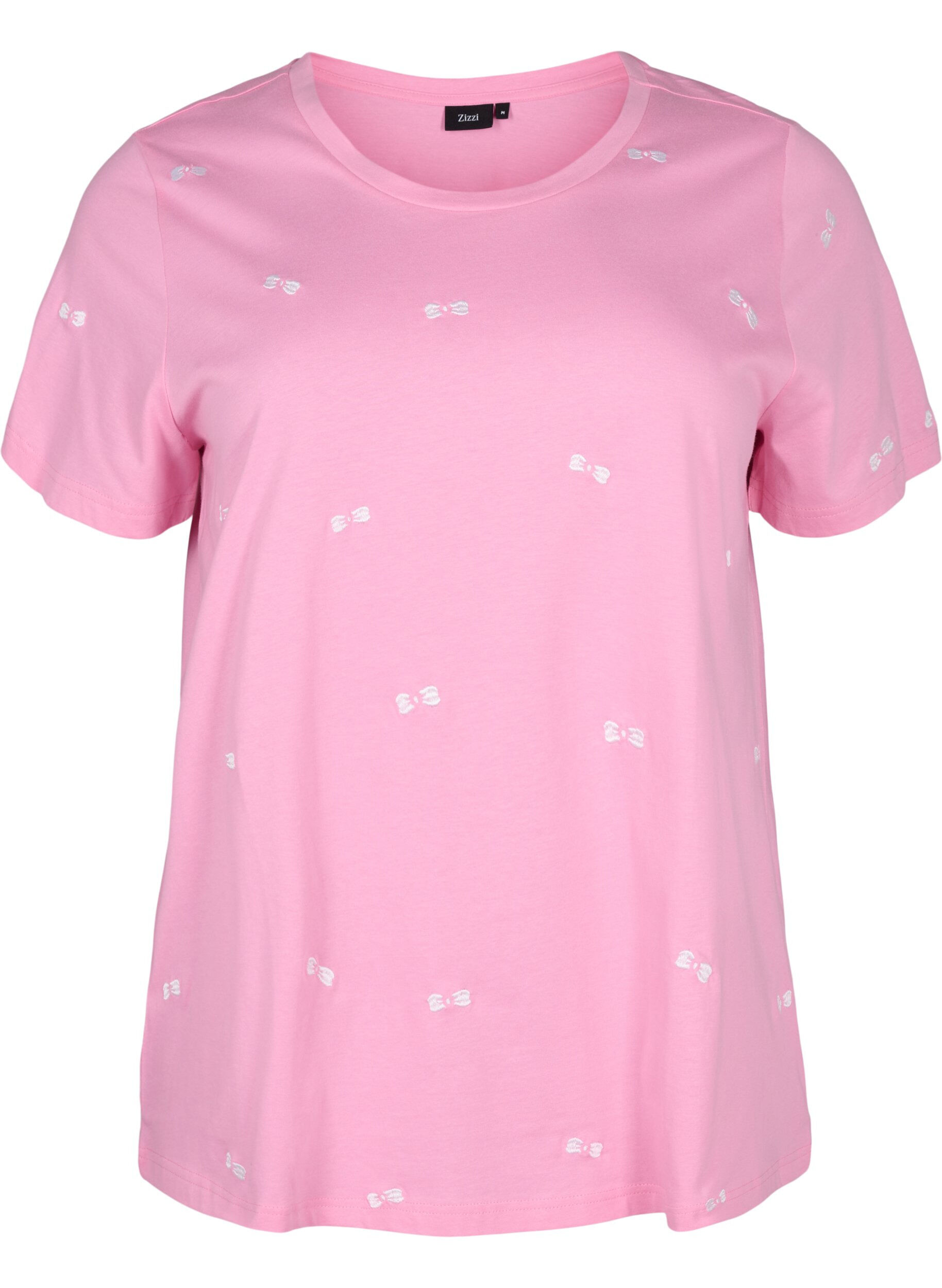 Zizzi T-shirt i ekologisk bomull med rosetter., Roseb. W. Bow Emb., Packshot image number 0