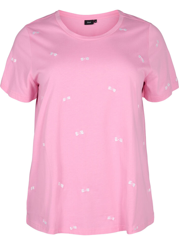 T-shirt i ekologisk bomull med rosetter., Roseb. W. Bow Emb., Packshot image number 0
