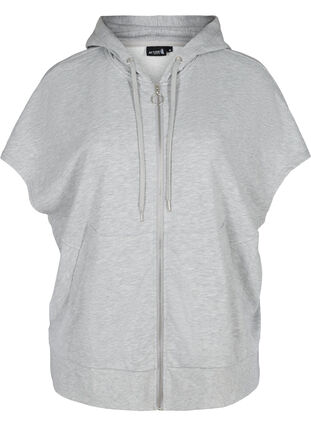 Kortärmad sweatshirt med dragkedja, Light Grey Melange, Packshot image number 0