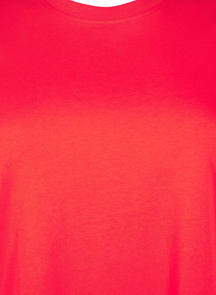 Enkel t-shirt i bomull med rund halsringning, R&ouml;d, Packshot image number 2