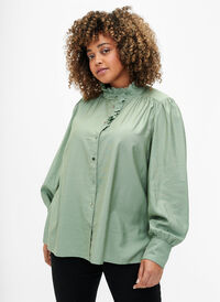 Viskosshirt blus med ruffles, Green Bay, Model