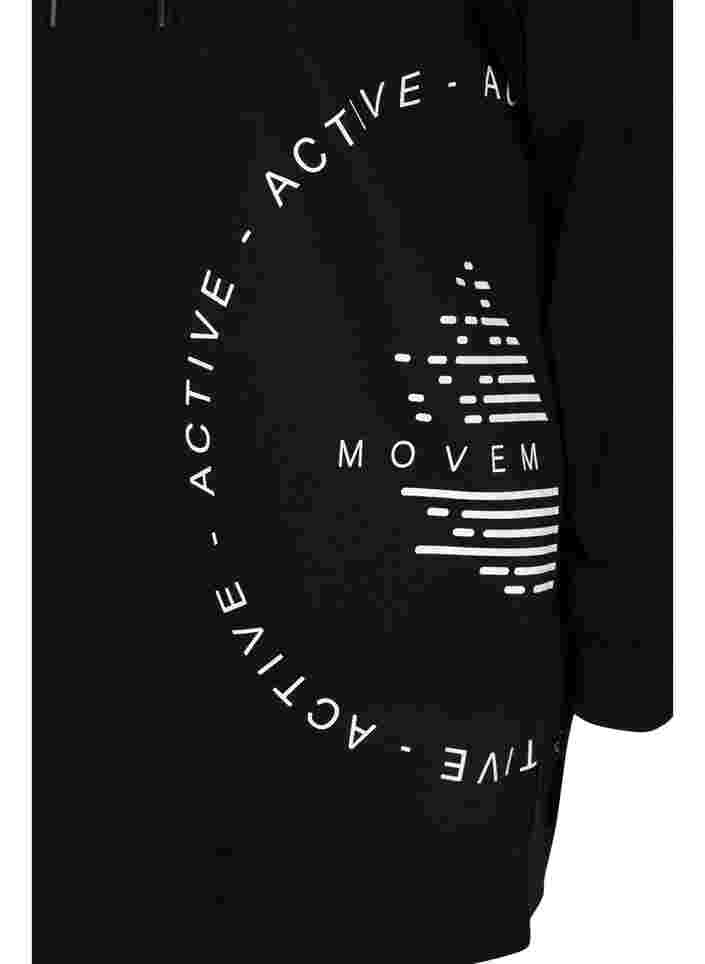 Lång sweatshirt med huva och tryck, Black w. Logo Print, Packshot image number 3