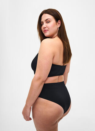 Enfärgad bikiniunderdel med normal midja, Black, Model image number 1