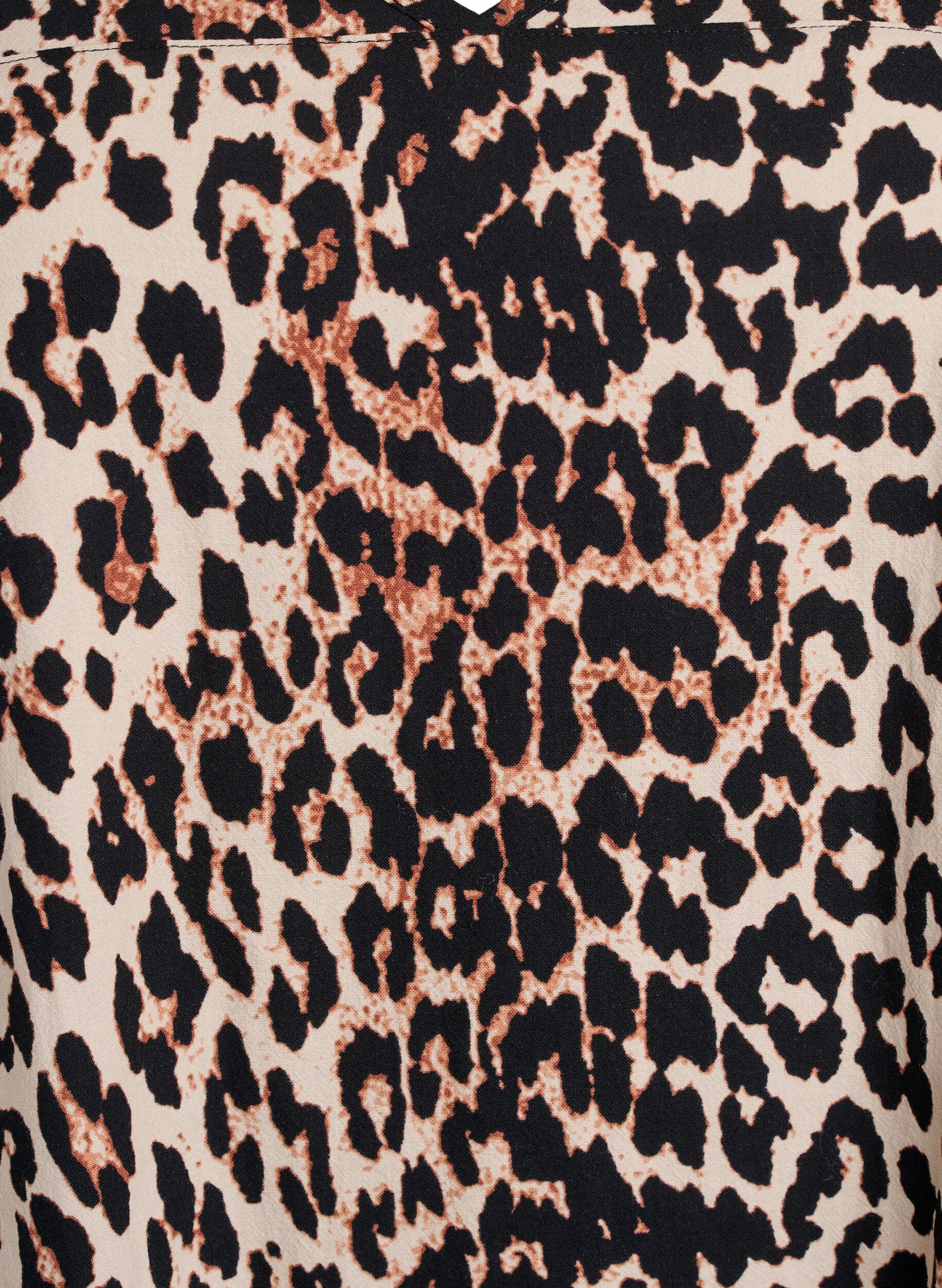 Zizzi Kort a-linjeformad kl&auml;nning med leopardm&ouml;nster, Brun, Packshot image number 2