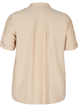 Kortärmad skjorta med rund halsringning, Warm Taupe, Packshot image number 1