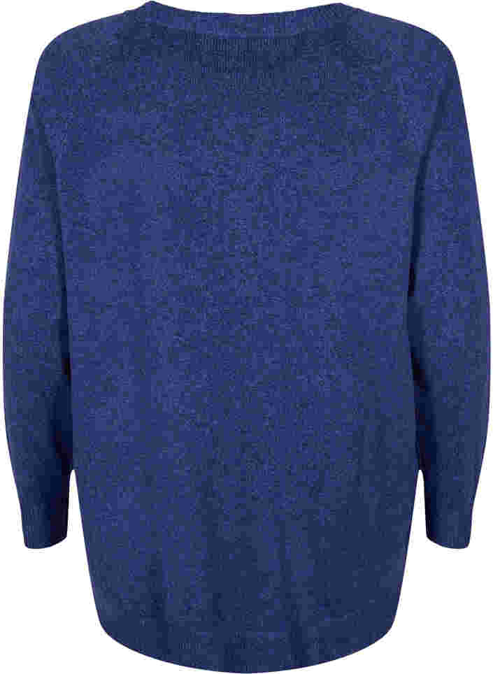 Stickad tröja med knappdetaljer, Navy Blazer Mel., Packshot image number 1