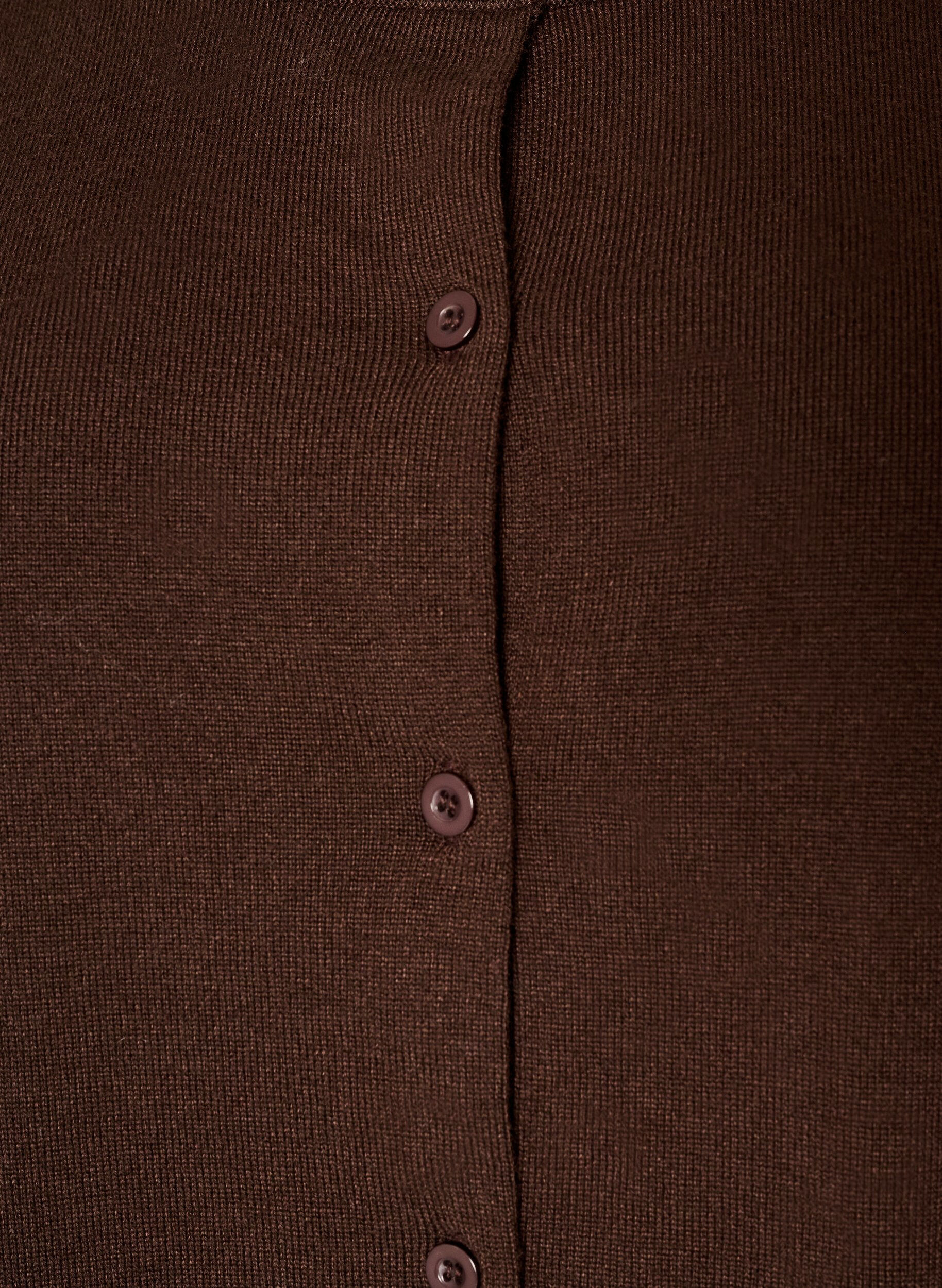 ZizziFinstickad kofta med rund halsringning, Brun, Packshot image number 2