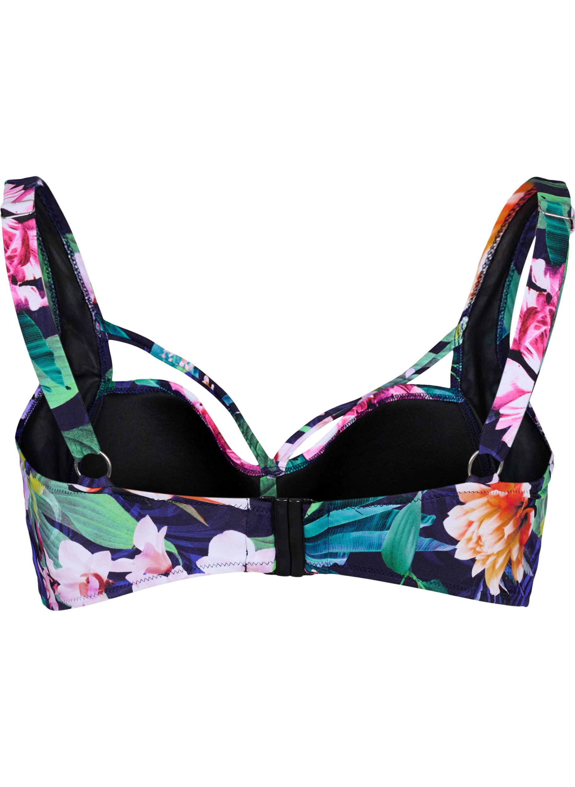 Zizzi Bikini-bh med drapering och band &ouml;ver bysten, Flower Print, Packshot image number 1