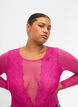 Kroppsstrumpa med spets och mesh, Fuchsia Red, Model image number 2