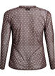 Blus i mesh med prickar, Brun, Packshot image number 1