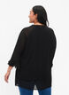 Blus med asymmetrisk fåll och 3/4-ärmar, Black, Model image number 1