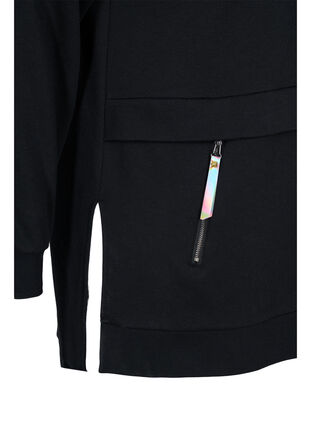 Sweatshirt med huva och fickor, Black, Packshot image number 3