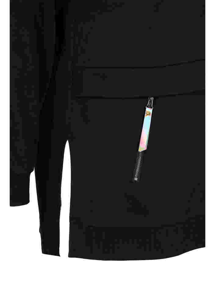 Sweatshirt med huva och fickor, Black, Packshot image number 3