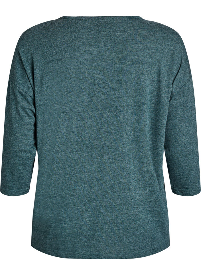 Jerseyblus med 3/4-&auml;rm, Gr&ouml;n, Packshot image number 3