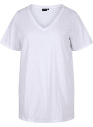 Enfärgad oversize t-shirt med v-hals, Bright White