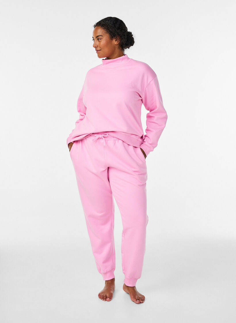 Joggers med hög midja, Rosa, Model image number 0
