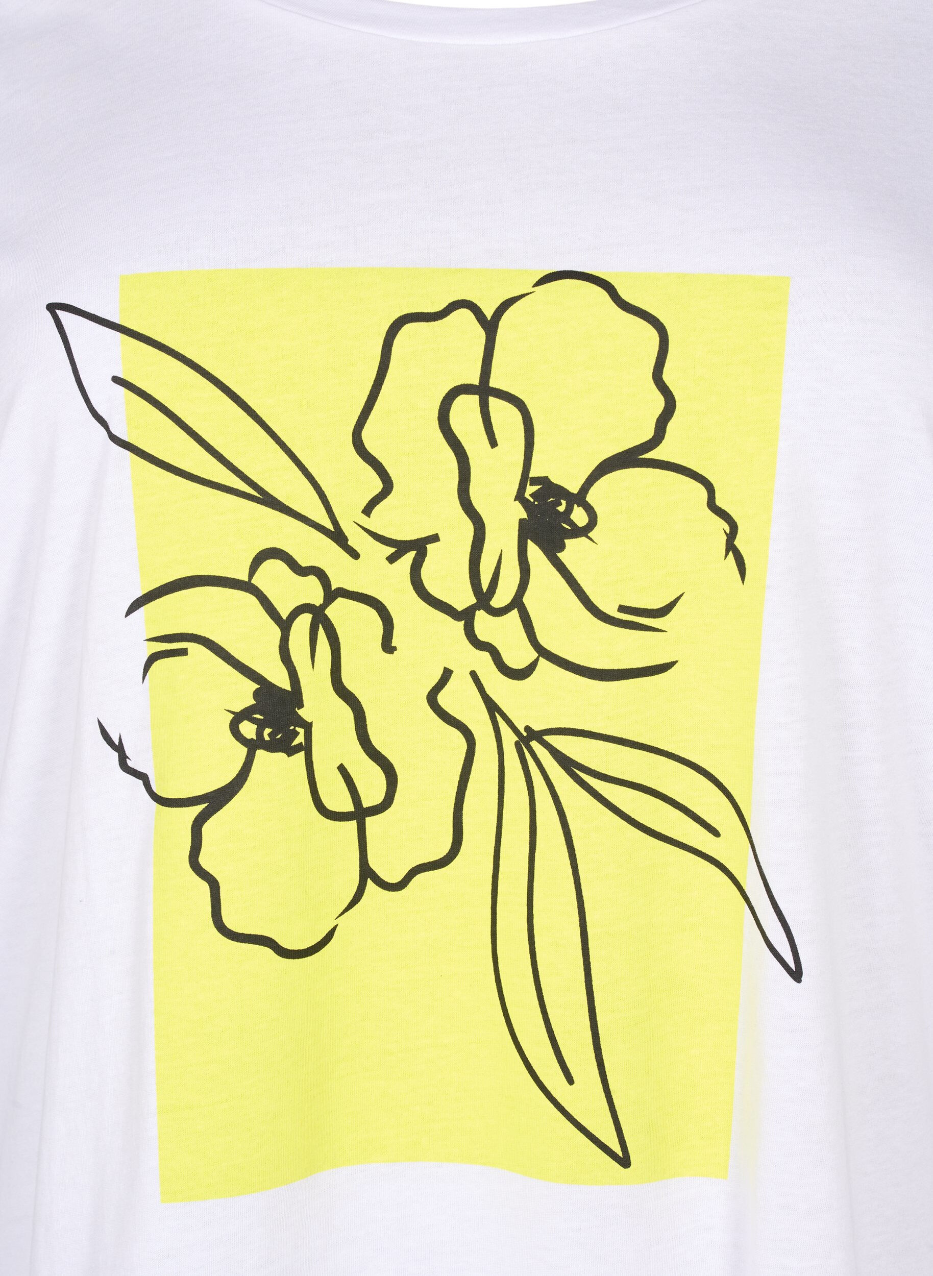 Zizzi T-shirt i bomull med motiv, B. White w. Sulphur, Packshot image number 2