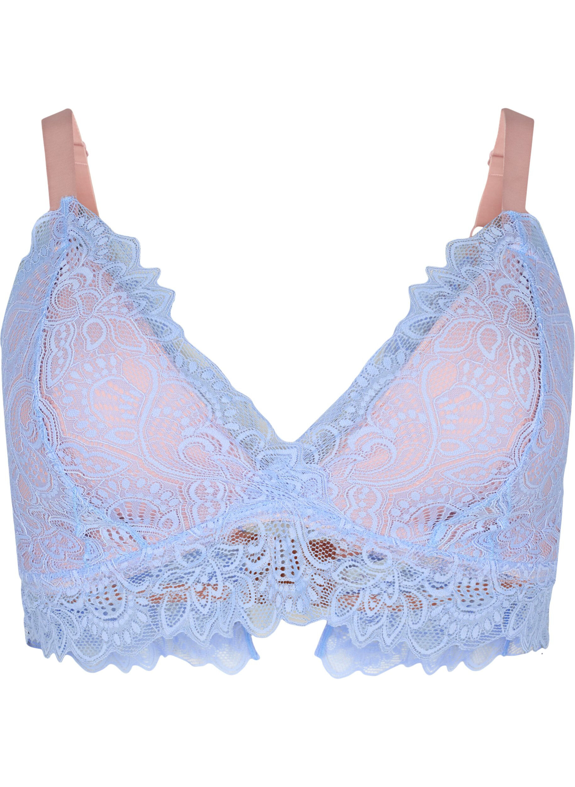 Zizzi Bralette med spets och mjuk vaddering, Serenity, Packshot image number 0