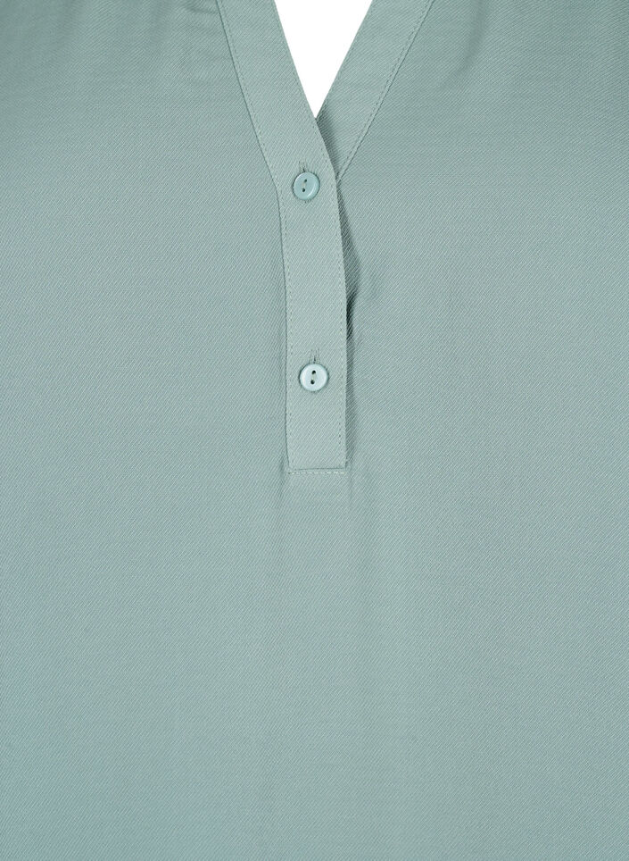 Blus med smock och v-ringning, Chinois Green, Packshot image number 2
