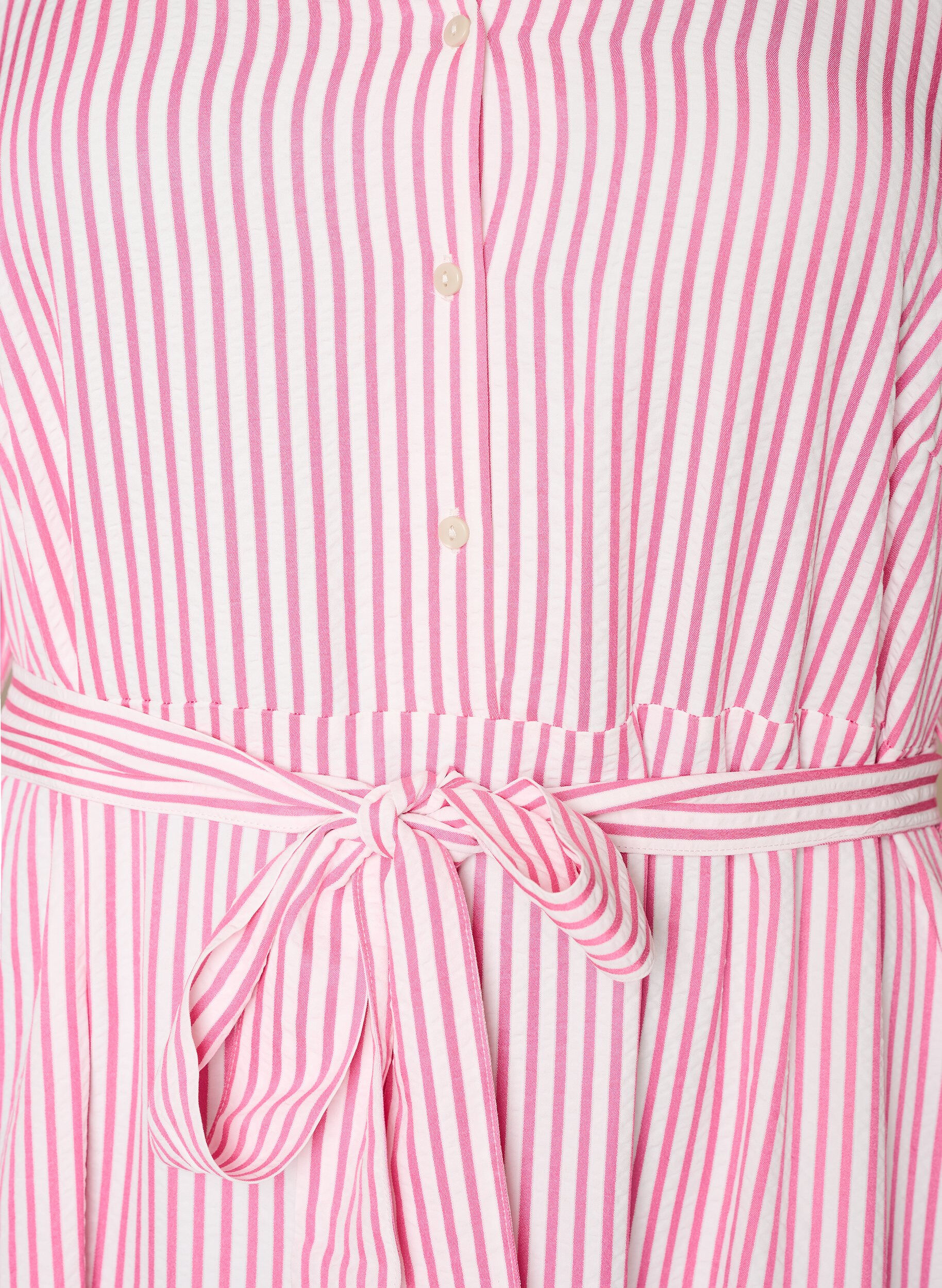 ZizziAnkell&aring;ng skjortkl&auml;nning med knytsk&auml;rp och r&auml;nder, Rosa, Packshot image number 2