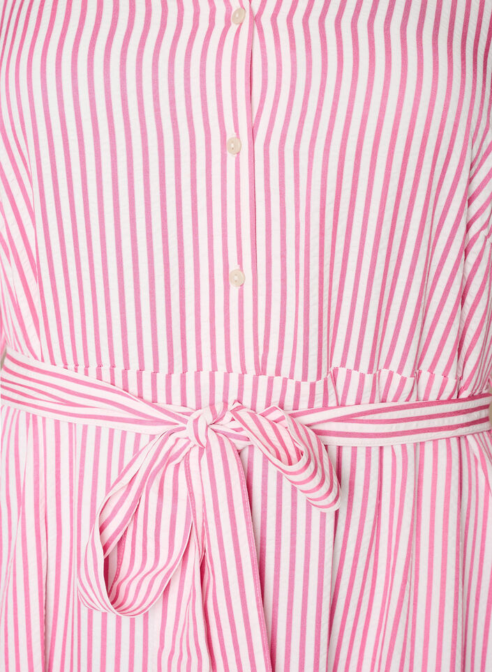 Ankell&aring;ng skjortkl&auml;nning med knytsk&auml;rp och r&auml;nder, Rosa, Packshot image number 2